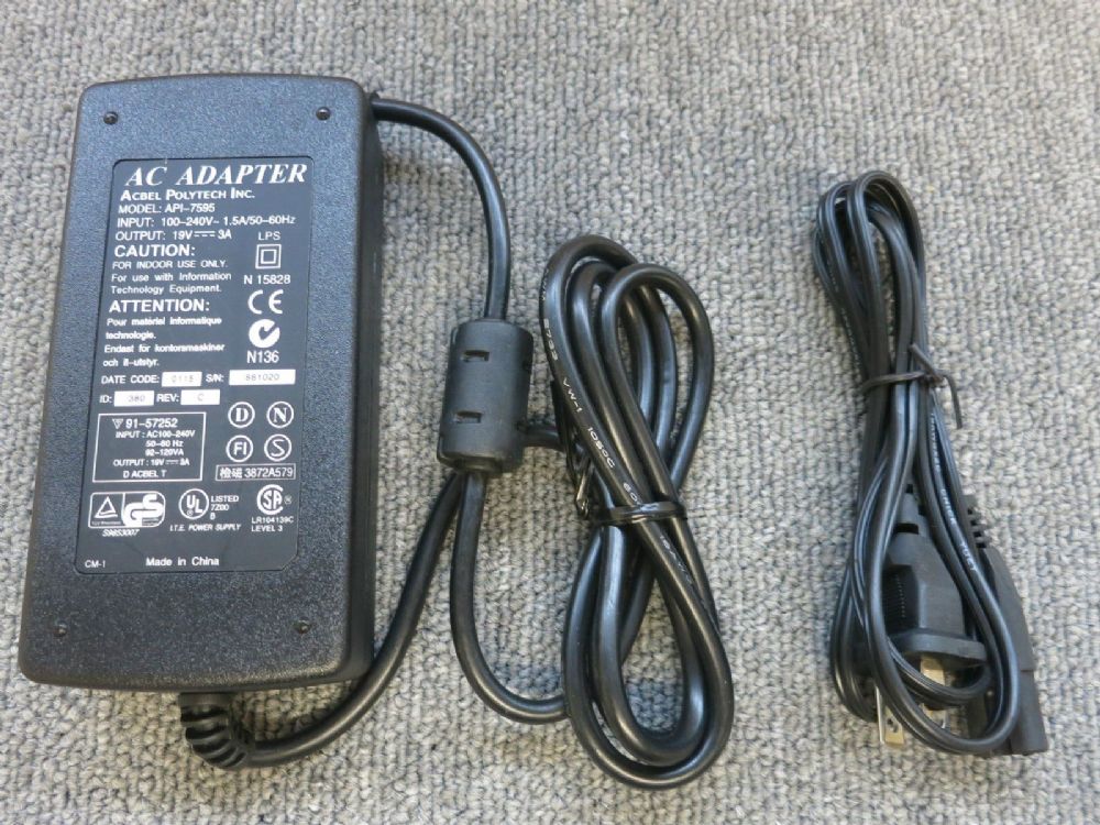 NEW AcBel Polytech API-7595 19V 3A Laptop AC Power Adapter